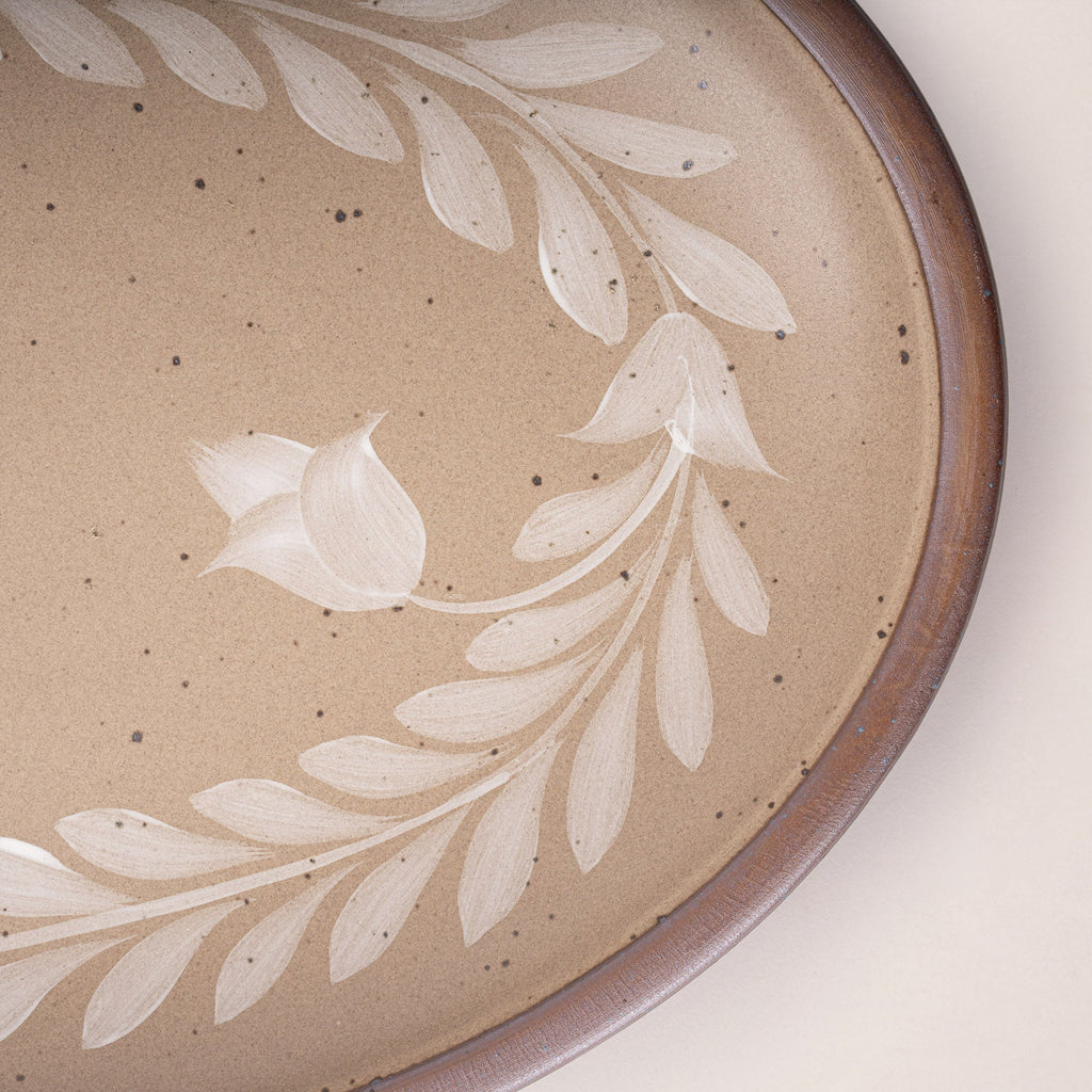 Hand Painted Large Oval Platter, Tulip Crown  in Fawn