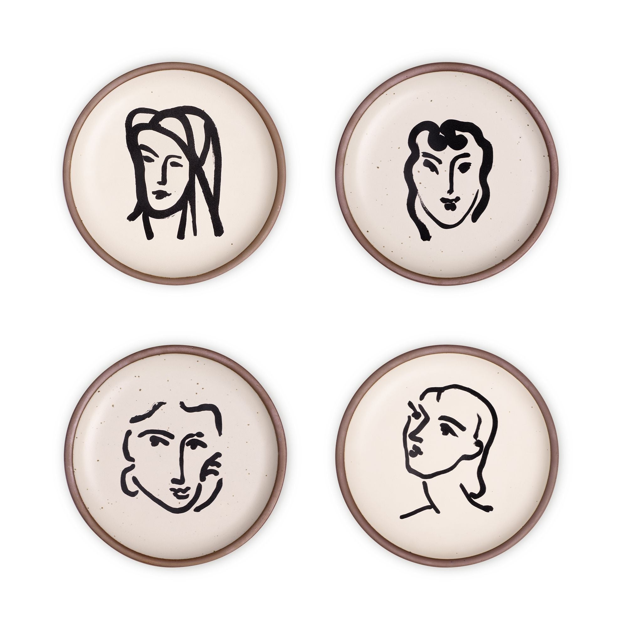 Side Plate Set, Aquatint Portraits
